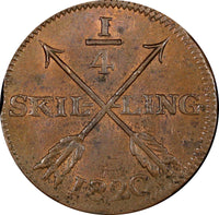 Sweden Carl XIV Johan Copper 1820 1/4 Skilling UNC KM# 595 (21 225)