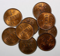 FINLAND Nicholas II Copper 1916 1 Penni Last Year UNC KM#13 RANDOM PICK (1 COIN)