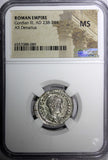 Roman Gordian III 238-244 A.D. Silver Denarius NGC MS /Pietas Nice  (089)
