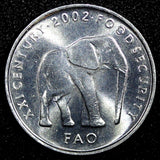 SOMALIA  Aluminum  2002 5 Shillings Elephant FAO UNC KM# 45 (24 135)