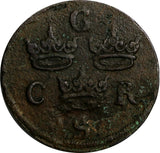 Sweden Charles X Gustav Copper 1658 1/4 Ore 28.5 mm KM# 211