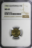 Guatemala 1966 5 Centavos SMALL DATE NGC MS65 TOP GRADED KM# 266.2 (023)