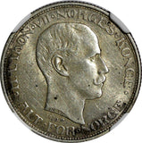 NORWAY Haakon VII Silver 1909 50 Ore NGC AU53 1st Year Type BETTER DATE KM# 374