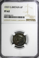 Great Britain George VI PROOF Silver 1937 6 Pence NGC PF62 Mint-26,400 KM#852(5)