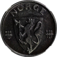 Norway Haakon VII Iron 1944 2 Ore NGC AU58 WWII Issue KM# 394 (072)