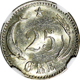 Denmark Christian IX Silver 1905 9/8  VBP 25 Ore NGC AU58 OVERDATE KM# 796.2 (9)