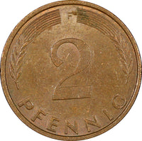Germany - Federal Republic 1971 F 2 Pfennig Magnetic Stuttgart KM# 106a (563)