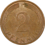 Germany - Federal Republic 1971 F 2 Pfennig Magnetic Stuttgart KM# 106a (563)