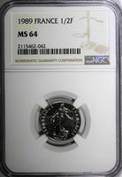 France Nickel 1989 1/2 Franc NGC MS64 TOP GRADED BY NGC KM# 931.1 (042)