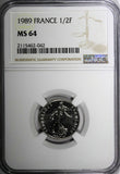 France Nickel 1989 1/2 Franc NGC MS64 TOP GRADED BY NGC KM# 931.1 (042)