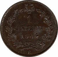 Italy Vittorio Emanuele III Bronze 1904 R 1 Centesimo XF/UNC Condition KM# 35(6)