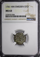 SWEDEN Adolf Fredrik 1761 HM 1 ORE NGC MS63  1 GRADED HIGHEST BY NGC KM#472/036