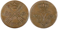 Sweden Frederick I Copper 1738 S.M. 1 ORE KM# 416.1  (21 357)