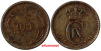 Denmark Christian IX Bronze 1888 CS 1 Ore KEY DATE SCARCE KM# 792.1 (10 195)