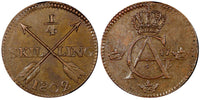 SWEDEN Gustav IV Adolf Copper 1802 1/4 Skilling aUNC KM# 564 (410)