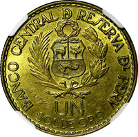 PERU Brass 1965 1 Sol NGC MS65 400th Anniversary of the Lima Mint KM# 240 (082)