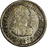 Mexico Charles IV Silver 1800 MO-FM 1/2 Real XF Cond. KEY SCARCE DATE KM# 72 (5)