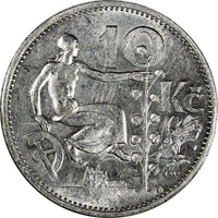 Czechoslovakia Silver 1932 10 Korun 30 mm KM# 15 (19 684)