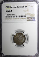 Turkey Mehmed V Silver AH1327//2 (1910) 2 Kurush NGC MS62 Toned KM# 749 (048)