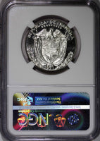 Panama Silver Proof 1971  1/2 Balboa NGC PF64 CAMEO Mintage-11,000 KM#12a.1 (55)