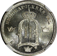 SWEDEN Oscar II Silver 1899 EB 10 Ore NGC MS63 GEM BU  KM# 755 (046)