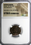 ROMAN JOVIAN AD 363-364  AE3 Nummus / LAUREL WREATH Bronze NGC (122)