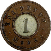 GREAT BRITAIN Victoria ND (1844 1 Penny Model Token Copper-Silver 22 mm (20 647)