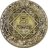 Morocco Mohammed V Silver AH1347 (1928) 5 Francs Paris Mint 24mm Y# 37 (21 486)