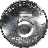 Germany - Democratic Republic Aluminum 1953 A 5 Pfennig NGC MS65 KM# 6 (039)
