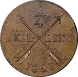 Sweden Carl XIV Johan Copper 1821 1/4 Skilling aUNC KM# 595 (21 224)