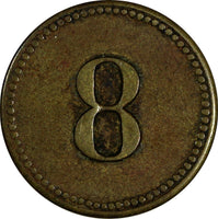 Costa Rica Brass Token Number "8" / Letter "H" 21mm  (20 153)