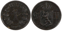 Norway Oscar II  Bronze 1893 1 Øre Royal Norwegian Mint KM# 352 (20 831)