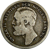 Sweden Oscar II Silver 1881 EB 1 Krona Mintage-619,000 BETTER DATE KM# 747 (652)