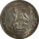 Great Britain Edward VII Silver 1902 1 Shilling Nice Toning KM# 800