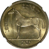 IRELAND Republic 1963 1/2 Crown NGC MS64  Irish harp / Horse KM# 16a (042)