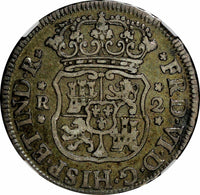 Mexico SPANISH COLONY Fernando VI 1757 Mo M 2 Reales NGC VF25 SCARCE KM# 86.1