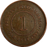 Straits Settlements Victoria (1837-1901) Bronze 1897 1 Cent ch.VF KM# 16 ( 905)