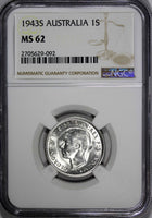 Australia George VI Silver 1943-S Shilling NGC MS62 BU KM# 39 (092)