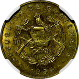 Guatemala Brass 1954 1 Centavo NGC MS63 TOP GRADED BY NGC KM# 254 (022)