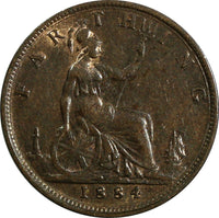 Great Britain Victoria Bronze 1884 Farthing KM# 753 (17 030)