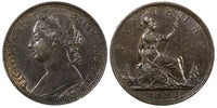 Great Britain Victoria Bronze 1892 Farthing Dark Toned SCARCE KM# 753 (20 524)