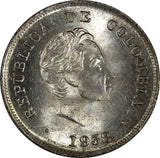 Colombia Simon Bolivar Silver 1938 20 Centavos BU Light Toned KM# 197 (110)