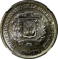 DOMINICAN REPUBLIC 1976 25 Centavos NGC MS64 Death of Juan Pablo Duarte KM43(4)