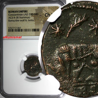 Roman Empire Constantinian BI Nummus cAD 330-340 Roma/She-Wolf&Twins NGC ChVF(7)