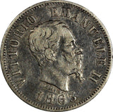 Italy Vittorio Emanuele II Silver 1863 M BN 50 Centesimi 1st Year KM# 14.1 (379)