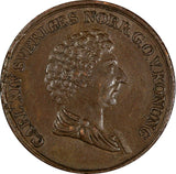 Sweden Carl XIV Johan Copper 1836 1 Skilling 27,8 mm aUNC Cond KM# 642 (18 122)