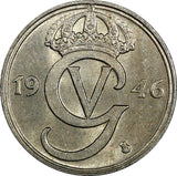 Sweden Gustaf V Nickel-Bronze 1946 TS 50 Ore  High Grade KM# 796 (22 010)