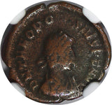 EASTERN ROMAN Theodosius I,AD 379-395 AE4 NUMMUS /Christian VICTORY ANGEL NGC(9)