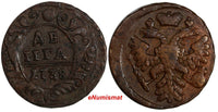 RUSSIA Anna Ivanovna Copper 1738 Denga Ekaterinburg Mint RED-BROWN VF KM# 188(2)