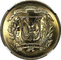 DOMINICAN REPUBLIC 1972 25 Centavos NGC MS64+ GEM Mintage-800,000 KM# 20a.1 (32)